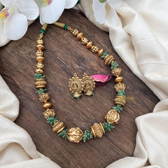 Golden Polish Bead with Green Bead Mala-G15053