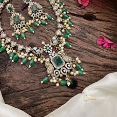Victorian Diamond Short Neckpiece-Green-Green Beads-VV1877