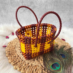 Vriksham Rich Maroon and Yellow Dual-Tone Woven Tote Bag-KRG2161