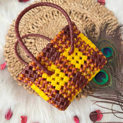 Vriksham Rich Maroon and Yellow Dual-Tone Woven Tote Bag-KRG2161