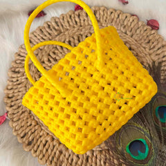 Vriksham Elegant Yellow Woven Tote Bag-KRG2164