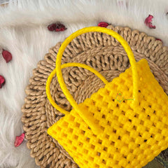 Vriksham Elegant Yellow Woven Tote Bag-KRG2164