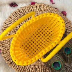 Vriksham Elegant Yellow Woven Tote Bag-KRG2164