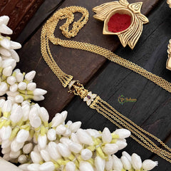 Vriksham Elegant Gold Alike 4 Layered & Lakshmi Design Ad Stone Moggapu Chain-Red-G20554