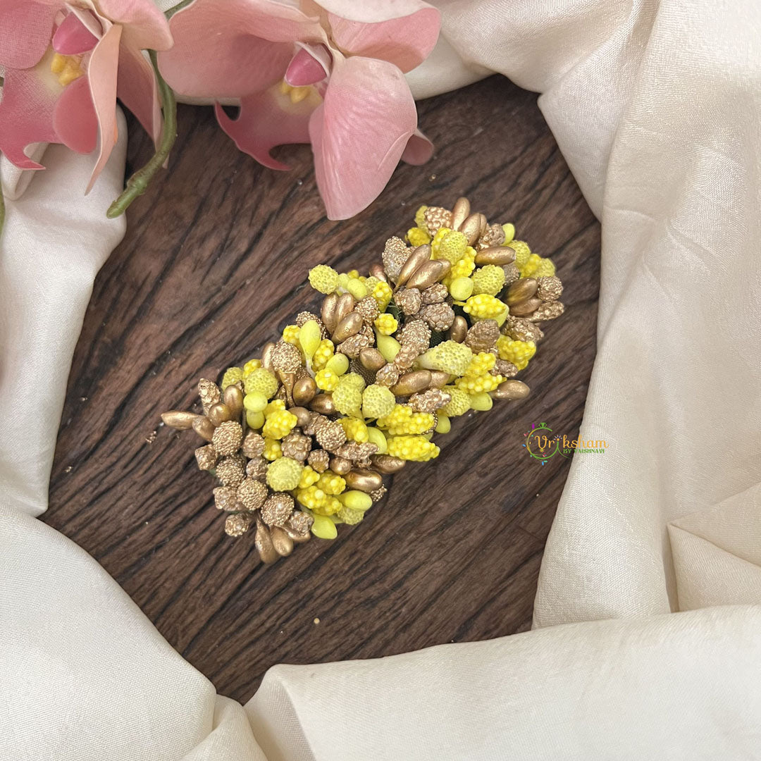 Vriksham Artificial Buds With Gold Pollen Hair Pin-Yellow-HF-H1019