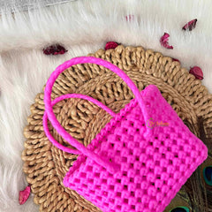 Vriksham Classic Pink Woven Tote Bag-KRG2165