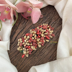 Vriksham Artificial Buds With Gold Pollen Hair Pin-Red-HF-H1020