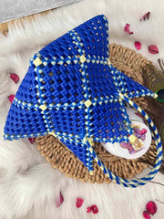 Vriksham Neon Star-Shaped Knot With Blue & Cream Color Artisan Tote Bag-KRG2168