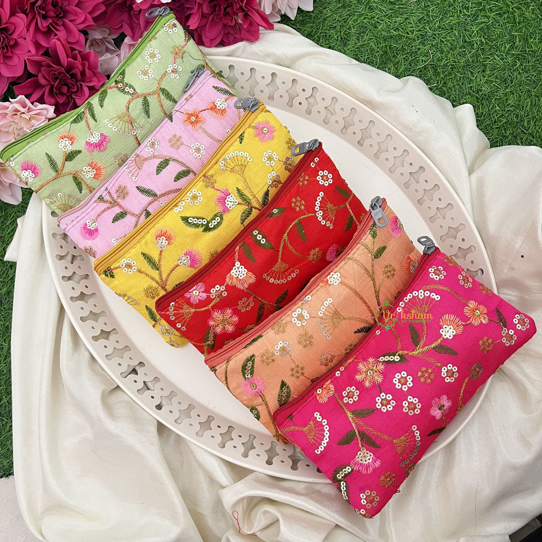 Return Gift Hand Bags-Rajasthani Bandhani Purse With Thread Work-6 Pieces Set-RG298