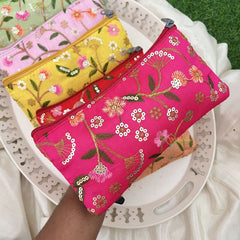 Return Gift Hand Bags-Rajasthani Bandhani Purse With Thread Work-6 Pieces Set-RG298