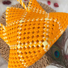Vriksham Neon Star-Shaped Knot With Orange & Cream Color Artisan Tote Bag-KRG2167