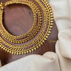 Vriksham Premium 4 Red Pear Bridal Gold Look  Anklet-G21239