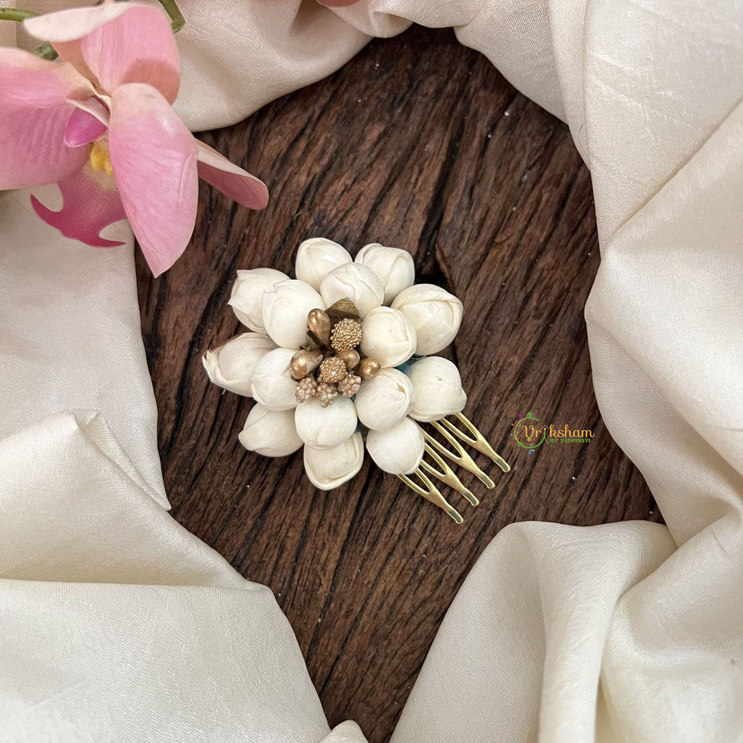 Vriksham  Double Jasmine Golden Pollen Hair Clip-HF-H1032