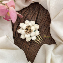 Vriksham  Double Jasmine Golden Pollen Hair Clip-HF-H1032