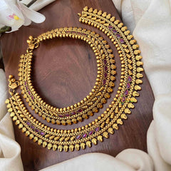 Vriksham Premium 4 Red Pear Bridal Gold Look  Anklet-G21239