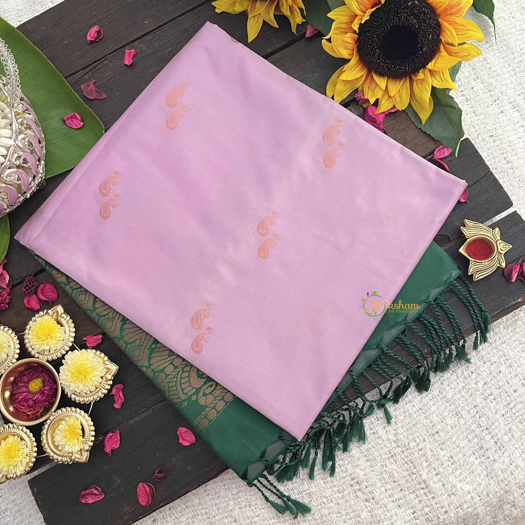 Vriksham Lavender With Green Pallu Soft Silk Saree-VS4863