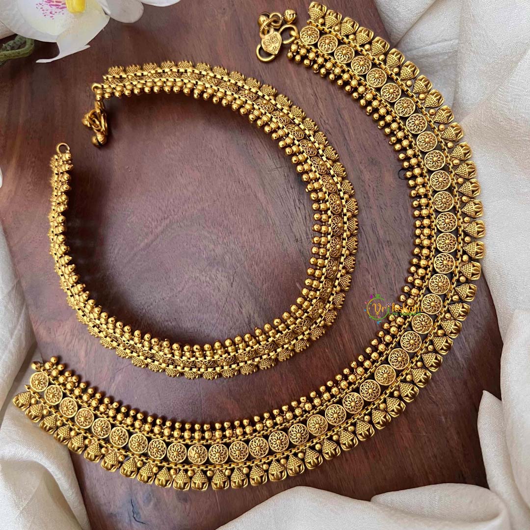 Vriksham Round Nakshi Bridal Gold Look Anklet-G21241