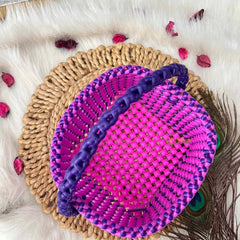 Vriksham Handmade Square Dual-Tone Pink With Purple Handle  Plastic Wire Basket Bag-KRG2170
