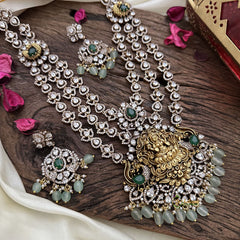 Layered Lakshmi Victorian Diamond Neckpiece -Green -VV1888