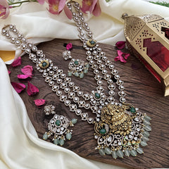 Layered Lakshmi Victorian Diamond Neckpiece -Green -VV1888