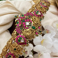 Premium Kundan Jadau Bridal Hip Belt-Green Beads-Pearl-J2221