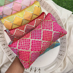Return Gift Hand Bags-Handcrafted Zipper Bags With Thread Work Pouches-6 Pieces Set-RG305