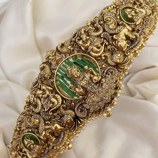 Vriksham Elegant Lakshmi Bridal Hipbelt-Gold Bead-Green-G15782