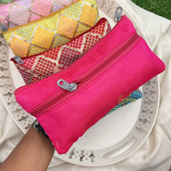 Return Gift Hand Bags-Handcrafted Zipper Bags With Thread Work Pouches-6 Pieces Set-RG305