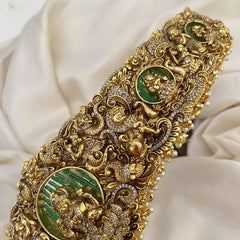 Vriksham Elegant Lakshmi Bridal Hipbelt-Gold Bead-Green-G15782