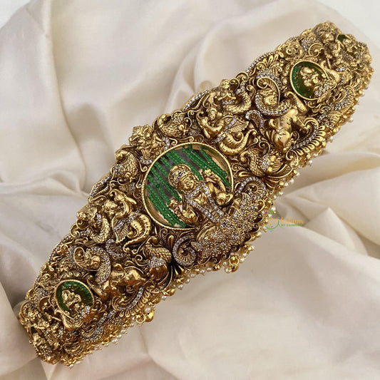 Vriksham Elegant Lakshmi Bridal Hipbelt-Gold Bead-Green-G15782