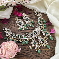 Exclusive Hasli Victorian Diamond Neckpiece-Green-VV1944