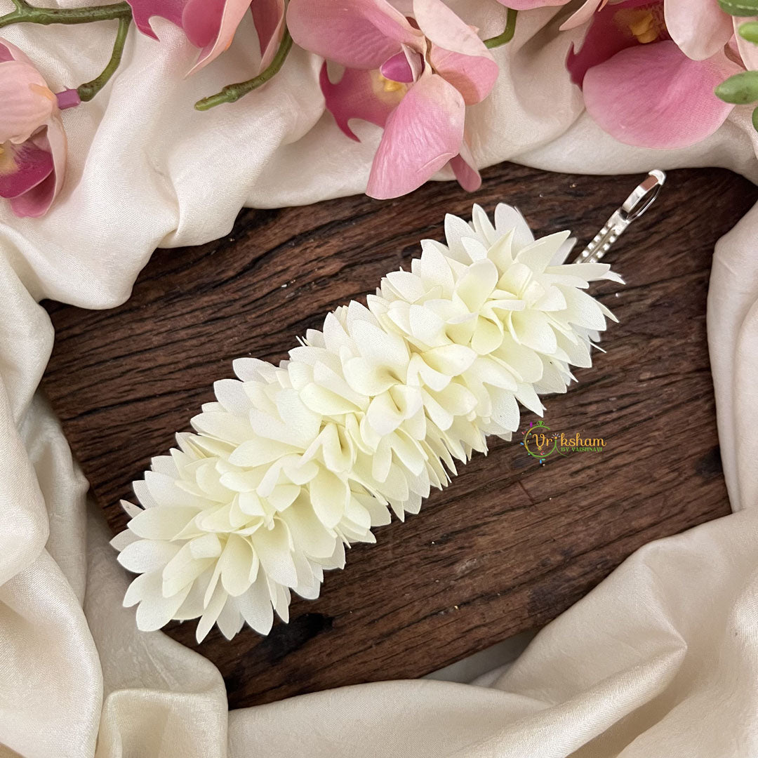 Vriksham Artificial  Pichi Poo Hair Clip-White-HF-H1044