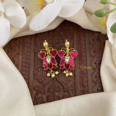 Vriksham Lotus Maharashtrian Style Press Bugadi-Red-Pearl-J2719