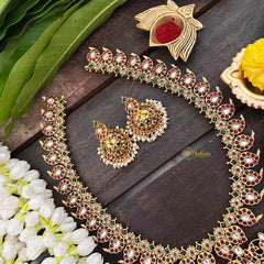 Vriksham Elegant Peacock Pendant With Maanga Long Haram-Pearl-G19149
