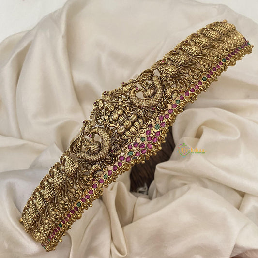 Vriksham Premium Lakshmi With Peacock Bridal Hipbelt-Gold Bead-G15779