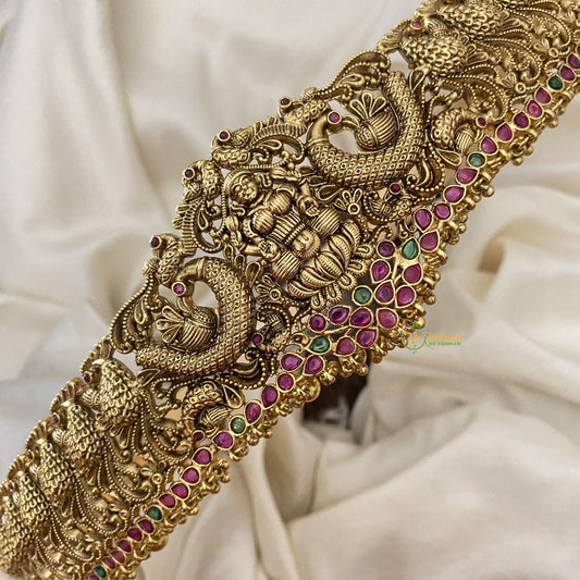 Vriksham Premium Lakshmi With Peacock Bridal Hipbelt-Gold Bead-G15779