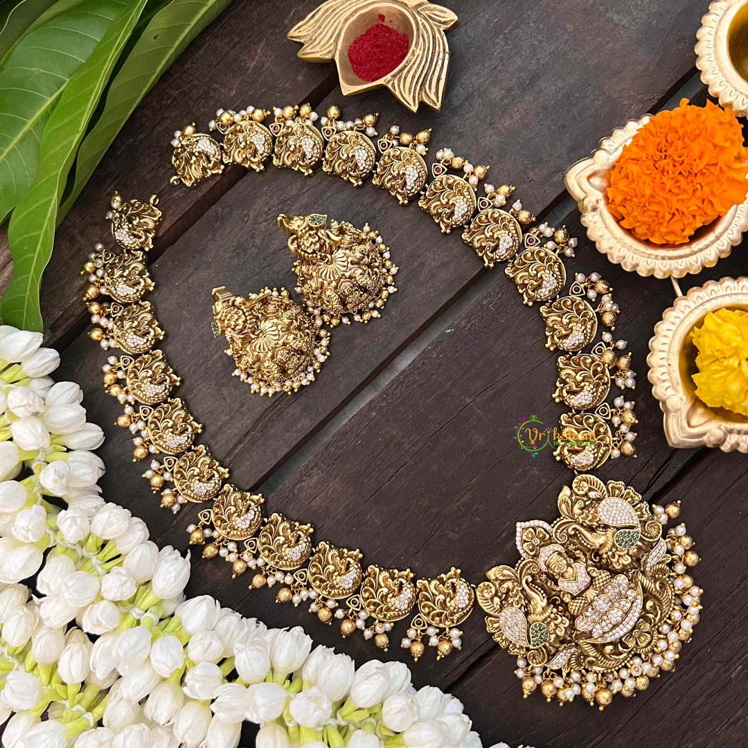 Vriksham Premium AD Stone Pendant Lakshmi Haram-G21264