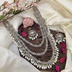 Three Layer with Pearl Victorian Diamond Neckpiece-VV1949