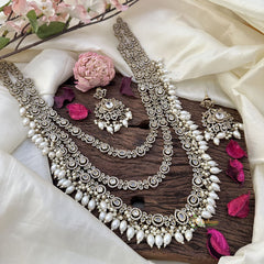 Three Layer with Pearl Victorian Diamond Neckpiece-VV1949