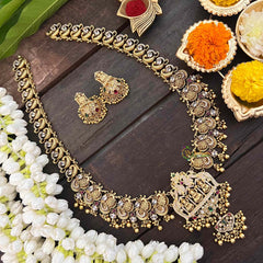 Vriksham Premium AD Stone Lakshmi Haram-Gold Bead-G21252