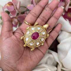 Vriksham Heritage Tortoise Gold Plated With Pink Accents Kumkum-G21870