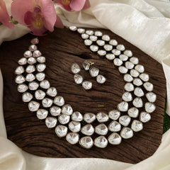 Royal 3 Layer White Victorian Diamond Short Necklace-VV1529