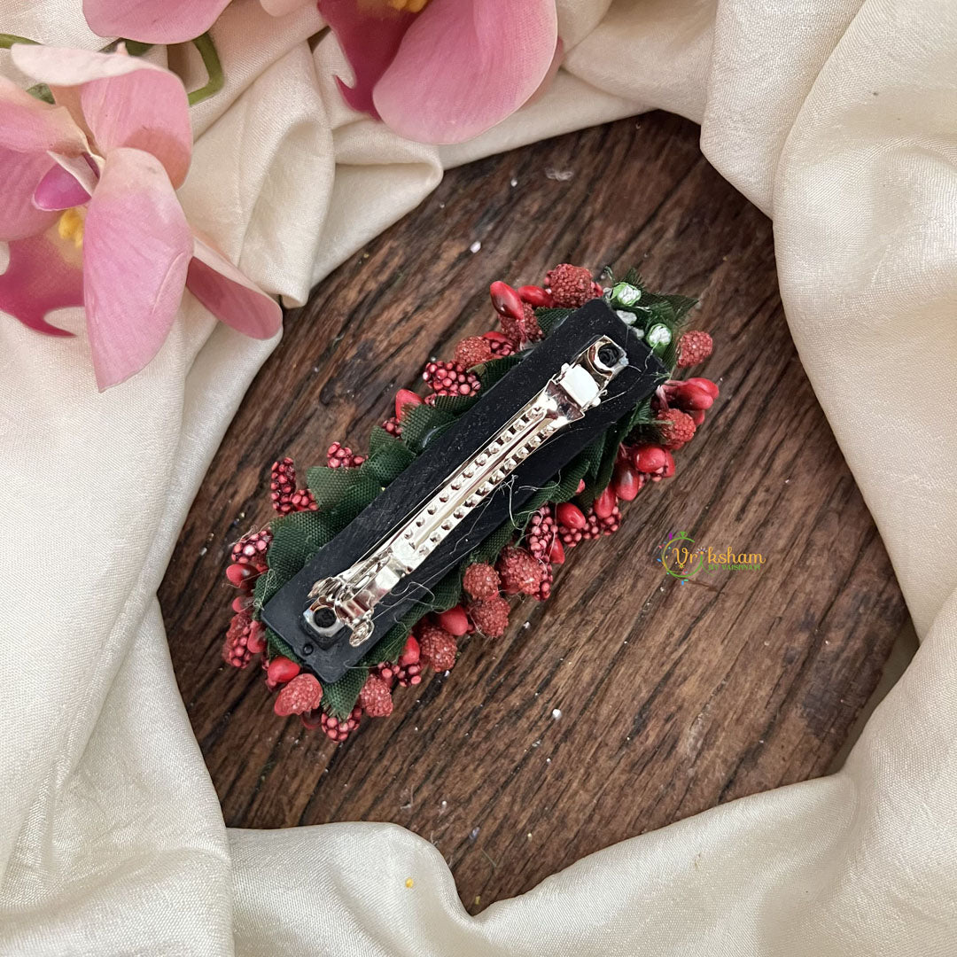 Vriksham Artificial Mogra Burds Hair Clip-Maroon-HF-H1127