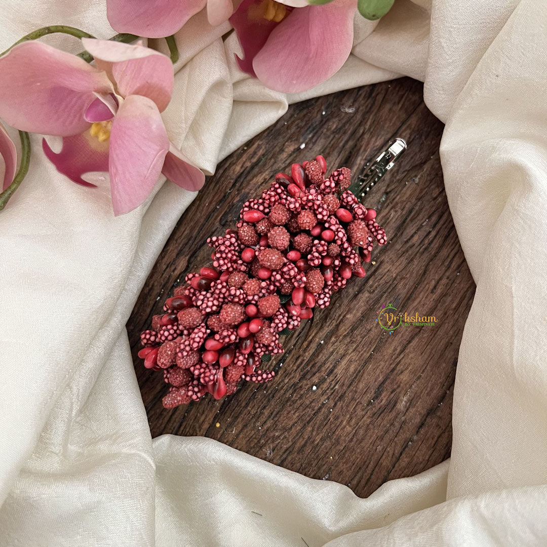 Vriksham Artificial Mogra Burds Hair Clip-Maroon-HF-H1127