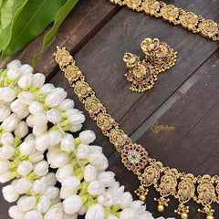 Vriksham Designer Floral Pendant Haram-Gold Bead-G21250