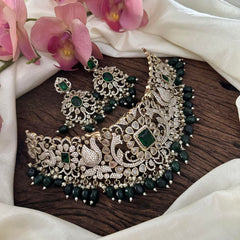 Green Victorian Diamond High Neck Choker-VV1398