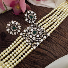 Royal 6 Layer Victorian Diamond Choker-Green-VV1528