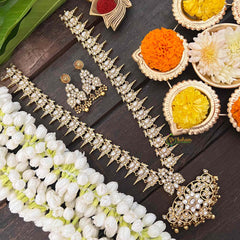 Vriksham  Precious Kemp Reversible Pendant Peacock Haram-Gold Bead-G21255