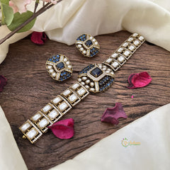 Precious Victorian Diamond High Neck Choker-Blue-VV1893