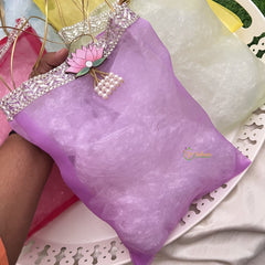 Return Gift Hand Bags-Plain With lace-6 pieces Set-RG281